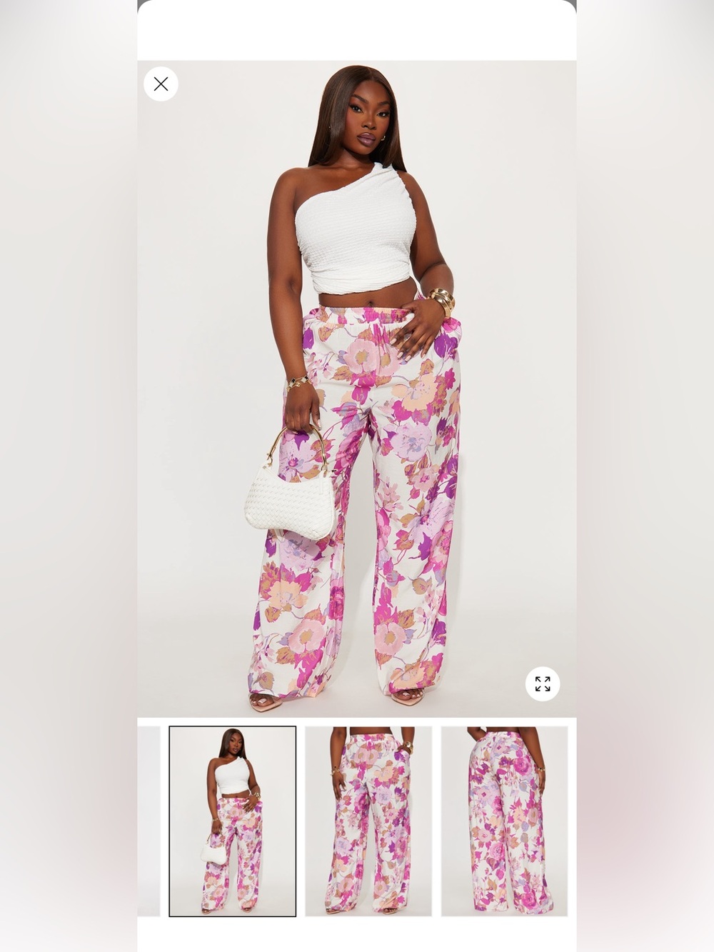 Fashion Nova Wide Leg Pants Pink Floral
